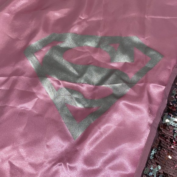 Super Girl Pink Sequence Halloween Costume Kids size 9-10 - Picture 4 of 5
